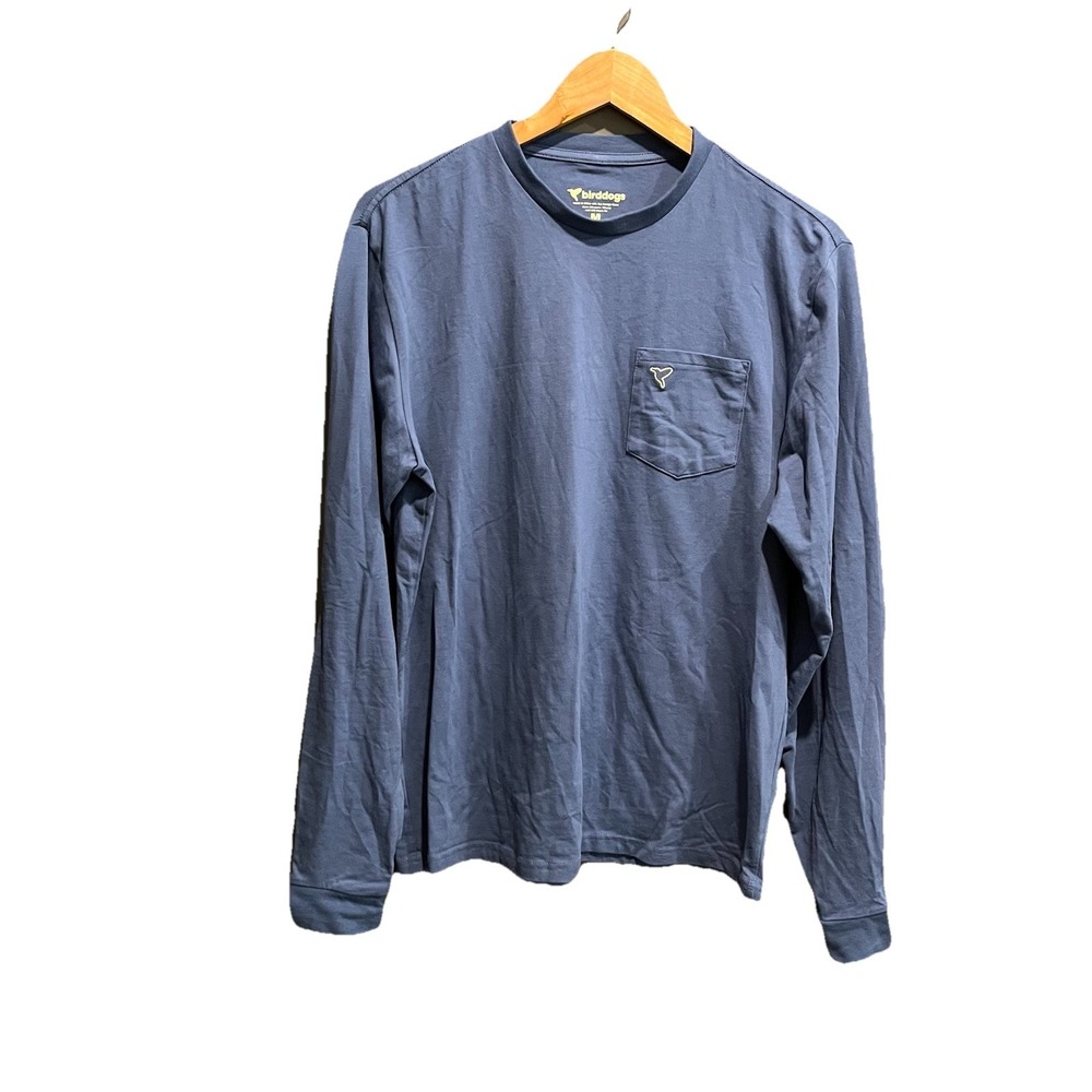 Birddogs Blue Long Sleeve‎ Men's Pocket Crew T-Shirt Size Medium